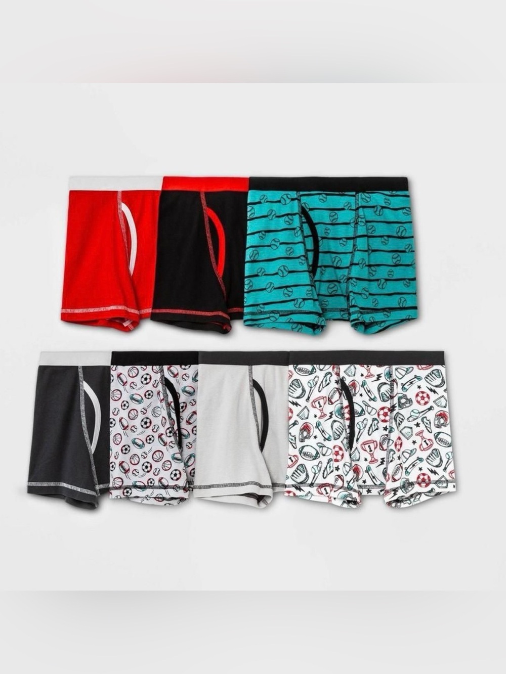 Cat & Jack 7 Pack Boys' Assorted Color Boxer Briefs
Medium (8)
New in Packaging
